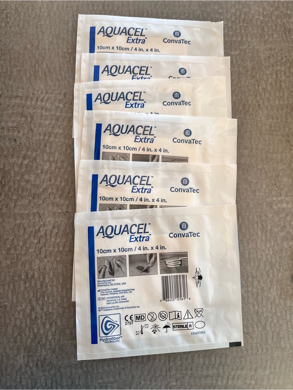 AQUACEL Extra Hydrofiber Dressing 10cm x 10cm (6-pack)